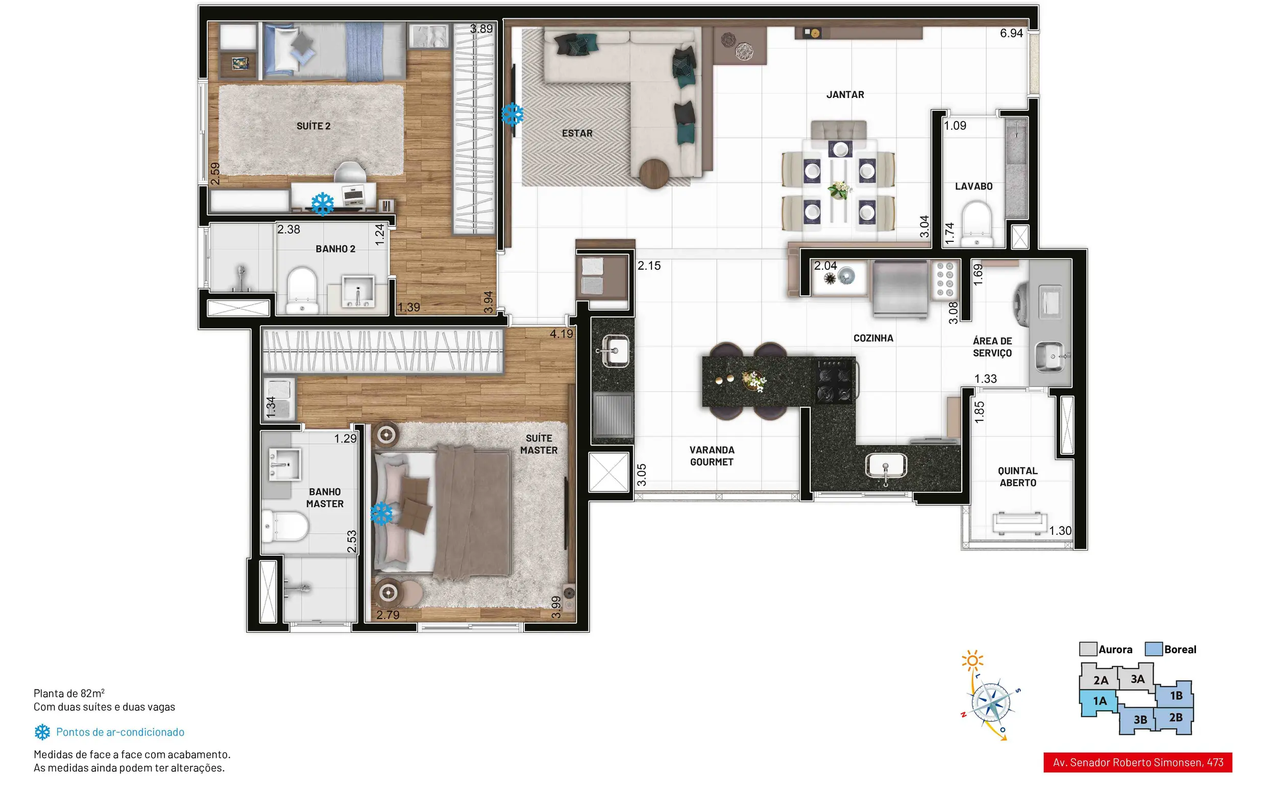 2 suítes mais lavabo e varanda gourmet.